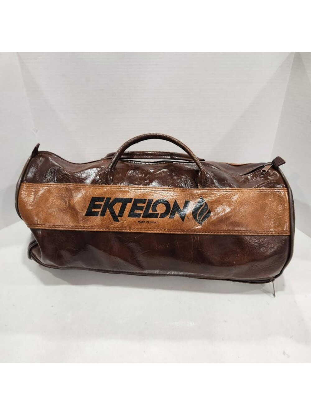 Vintage Leather Duffle Bag 19" Brown Carry On Overnight Gym Bag Made in USA